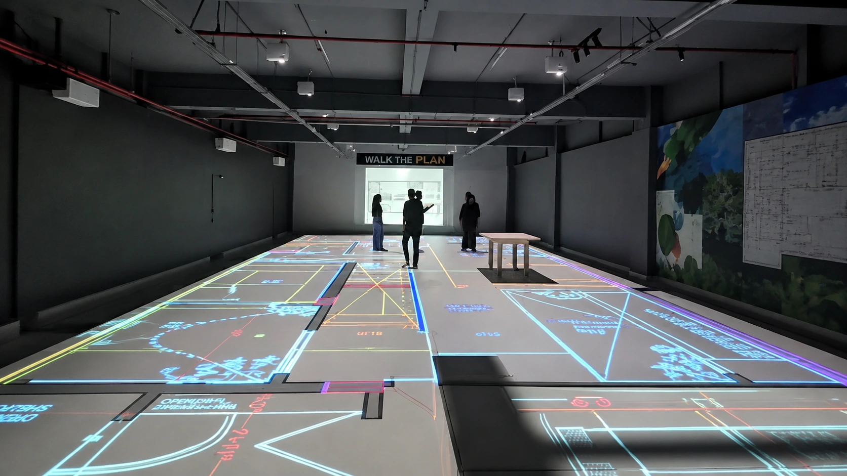 Futuristic spatial blueprint grid